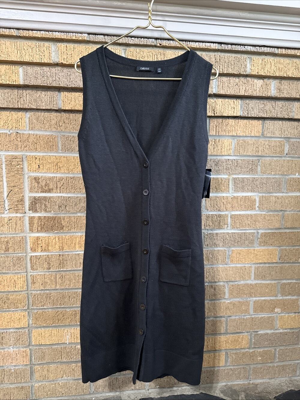 Carlisle Women’s XS Sleeveless Knit Longline Duster Cardigan Lux Merino Wool